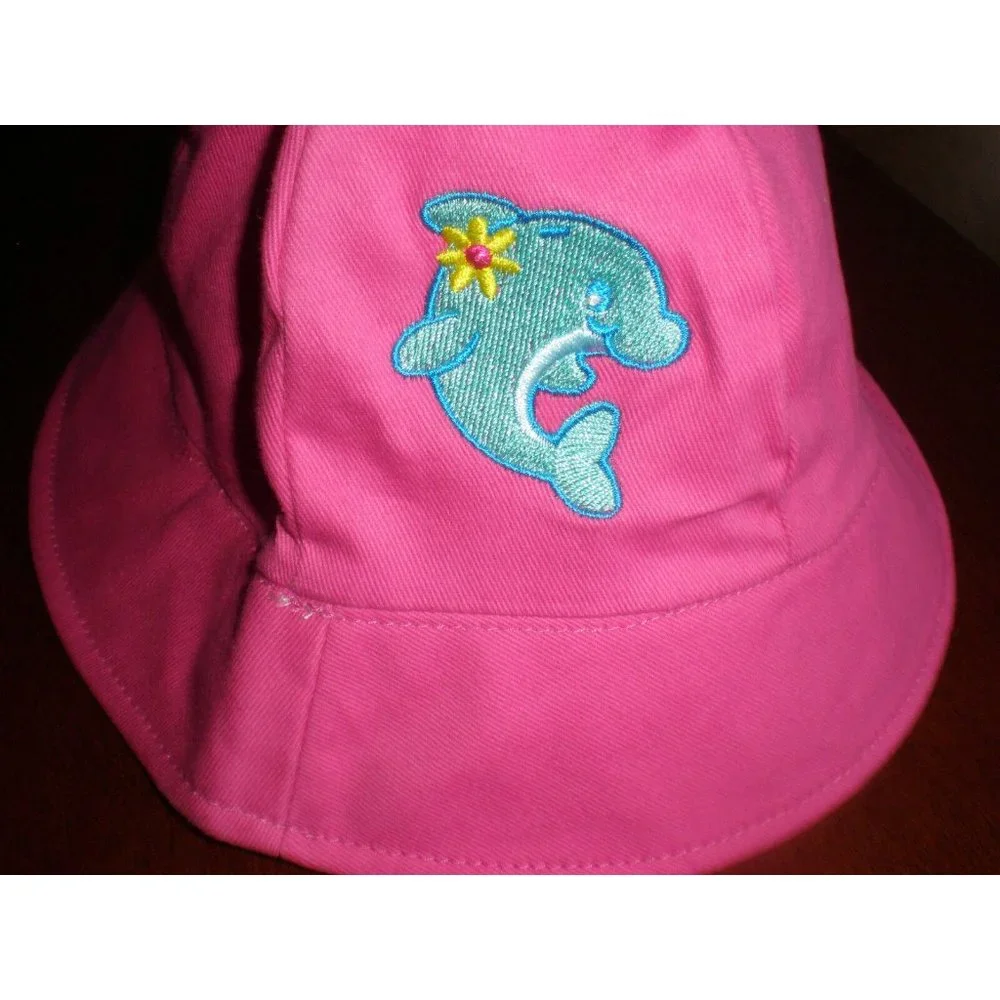 NWT Sunpoint Toddler Girls Sun Bucket Hat Embroidered Pink One Size Fits Most